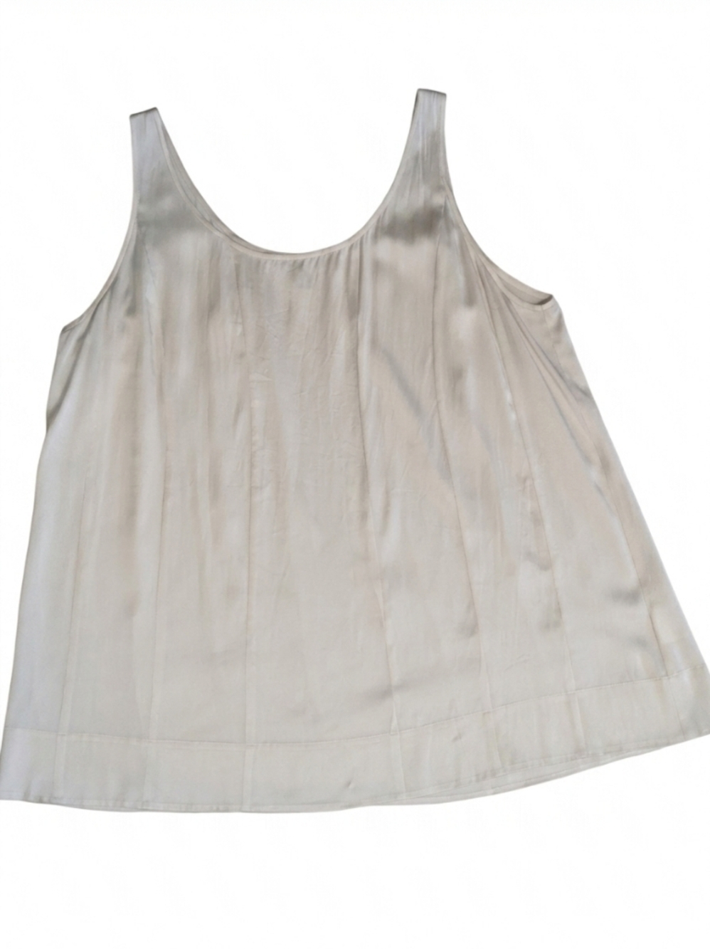 Eileen Fisher Silk Stretch Tank Top Cream Bone Scoop Neck Sleeveless L Large